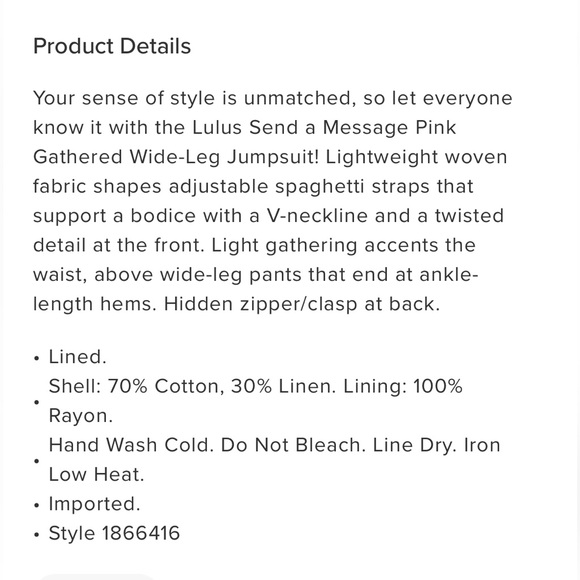 NWT Pink wide leg jumpsuit-lulu’s - Picture 4 of 4